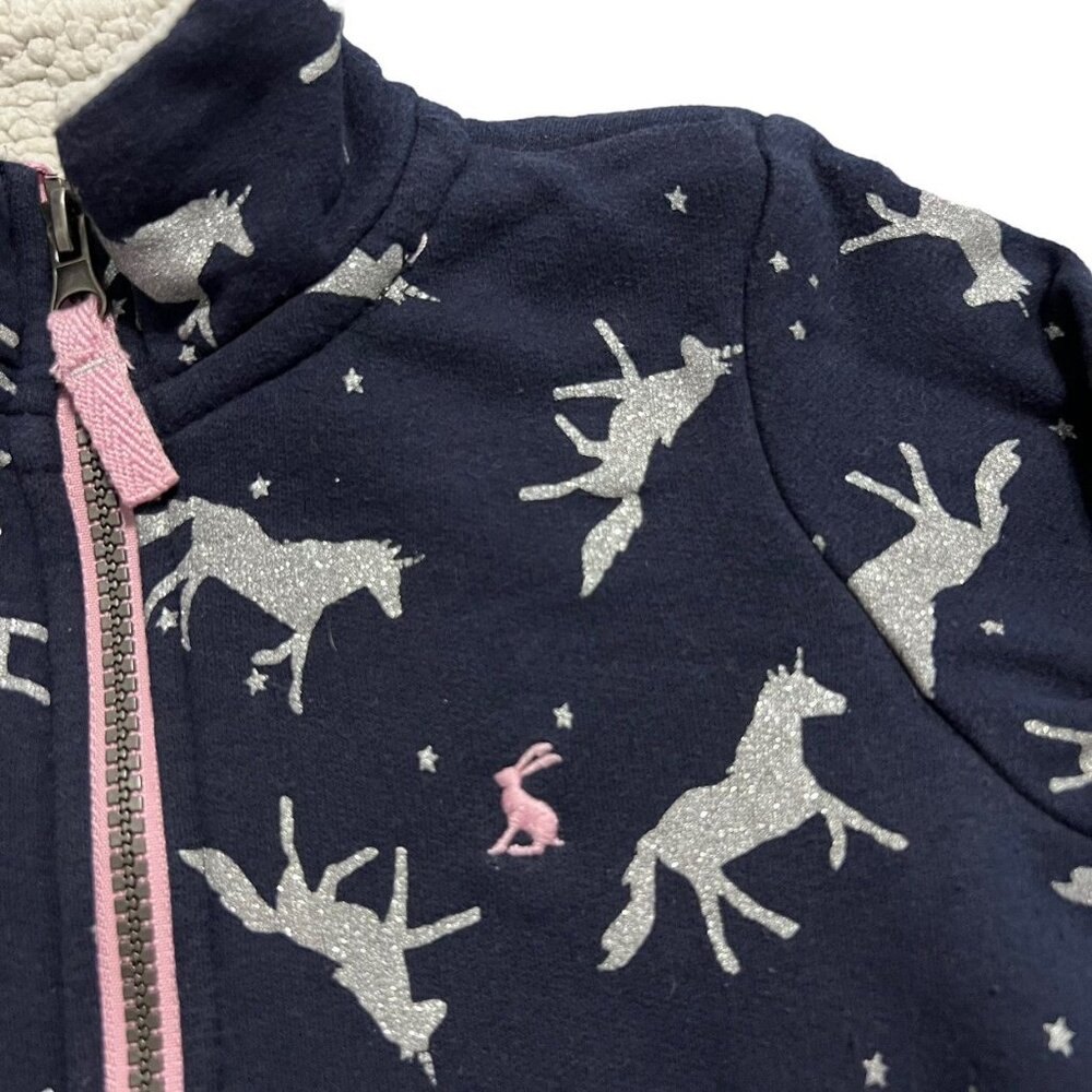 Joules 4Y Sparkly Unicorn Half-Zip Pullover Sweatshirt - Picture 3 of 5